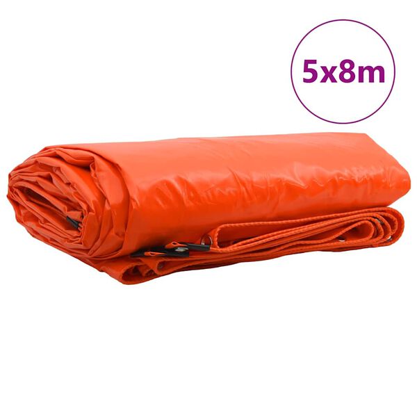 vidaXL Presenning 650g / m&sup2; Oransje 5 x 8 m Lerret med PVC-belegg