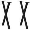 vidaXL Spisebordben X-formet 2 stk svart 50x(72-73) cm st&aring;l