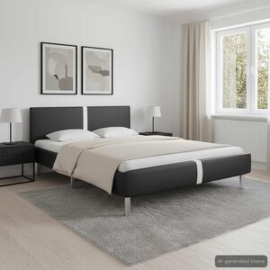 vidaXL Sengeramme uten Madrass Svart kunstskinn 135x190 cm