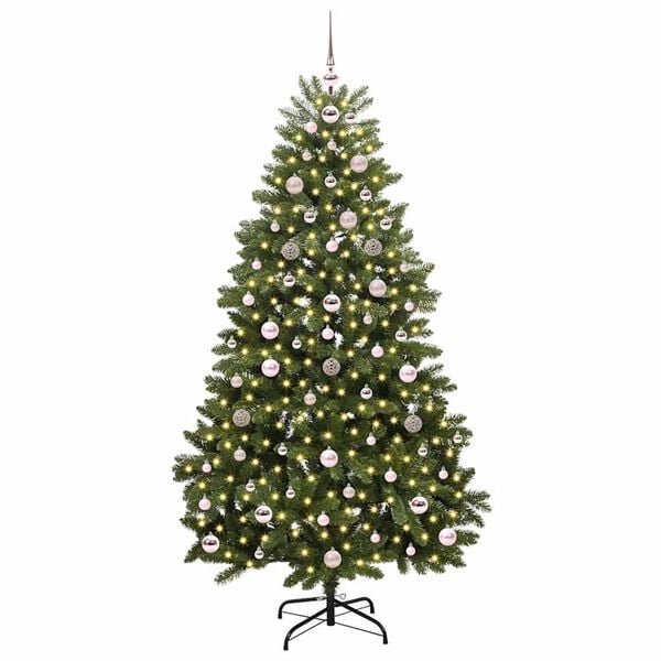 vidaXL Kunstig juletre med 300 LED gr&oslash;nn 180 cm PVC og metall