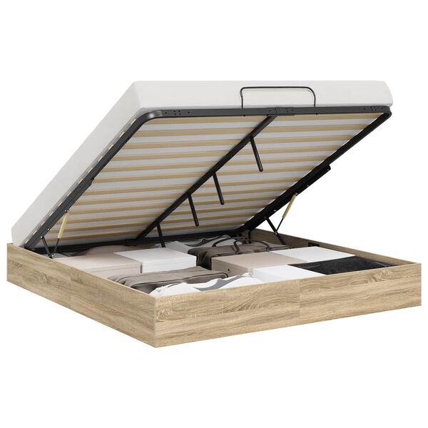 vidaXL Ottoman sengeramme Sonoma eik 193 x 120 x 25 cm Sponplate