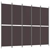 vidaXL Romdeler 5 paneler brun 250x200 cm stoff