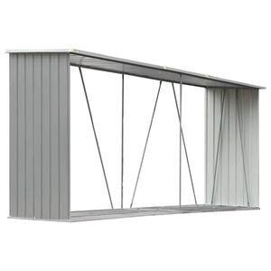 vidaXL Vedskjul galvanisert st&aring;l 330x84x152 cm gr&aring;