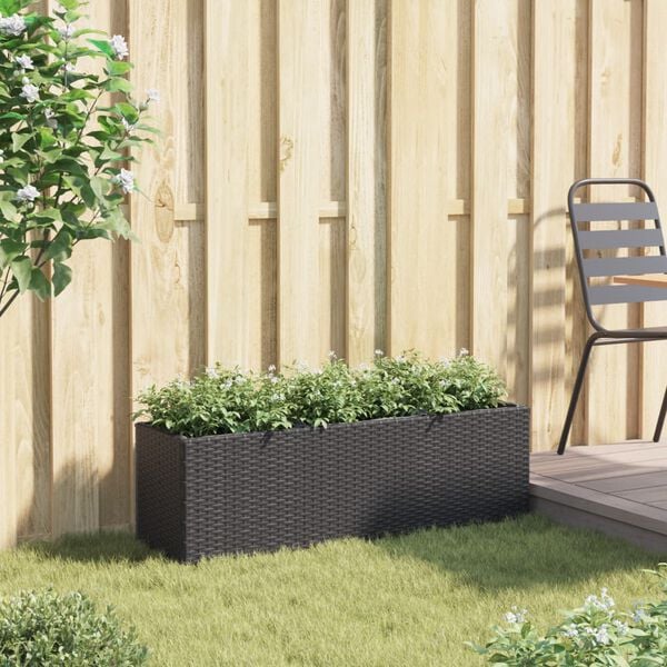 vidaXL Plantekasse med 3 potter svart 105x30x32 cm polyrotting
