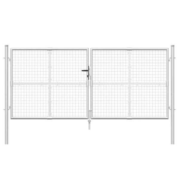 vidaXL Hageport av netting s&oslash;lvfarget 300x125 cm galvanisert st&aring;l