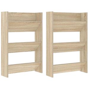 vidaXL Veggskoskap 2 stk hvit og sonoma eik 60x18x90 cm sponplater