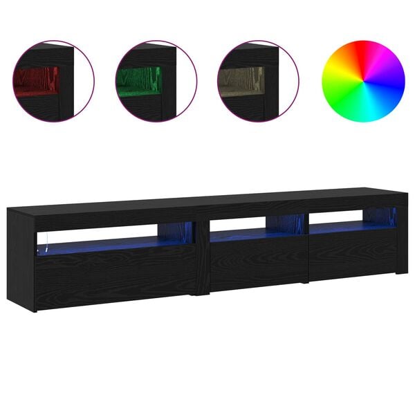 vidaXL TV-skap 2 pcs Svart Eik 195 x 35 x 40 cm Konstruert tre