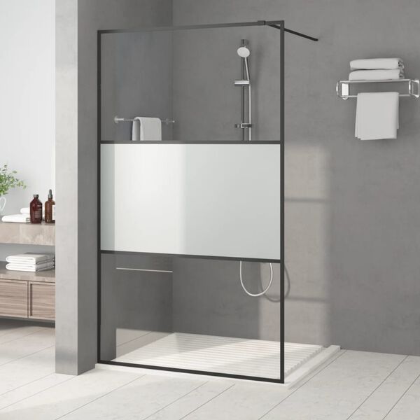 vidaXL Dusjvegg svart 115x195 cm halvfrostet ESG-glass