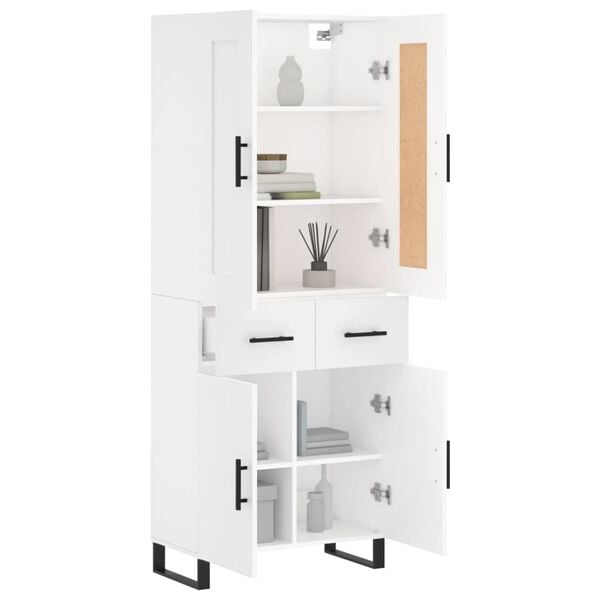 vidaXL Highboard hvit 69,5x34x180 cm konstruert tre