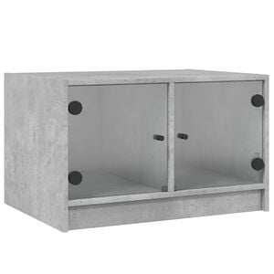 vidaXL Salongbord med glassd&oslash;rer betonggr&aring; 68x50x42 cm
