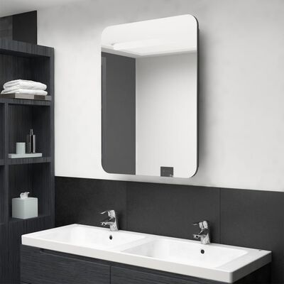 vidaXL LED-speilskap til bad grå 60x11x80 cm