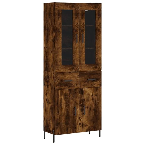 vidaXL Highboard r&oslash;kt eik 69,5x34x180 cm konstruert tre