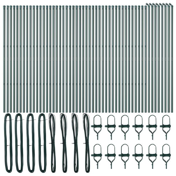 vidaXL Gjerdepåle Annet 52 pcs grønn 3,2 x 3,2 x 190 cm Stål