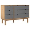 vidaXL Kommode OTTA brun og gr&aring; 111x43x73,5 cm heltre furu