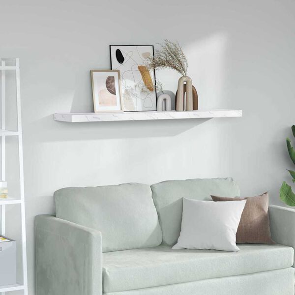 vidaXL Vegghylle Hvit marmor 120 x 23,5 x 4 cm Konstruert tre