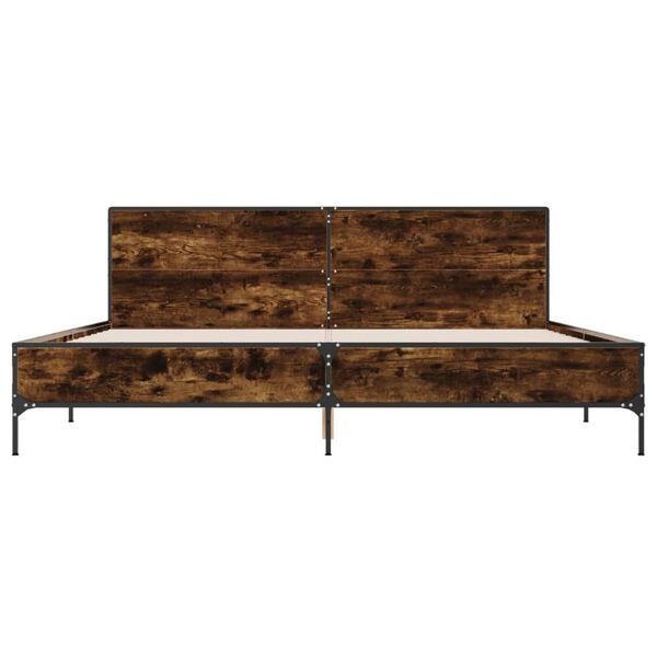 vidaXL Sengeramme r&oslash;kt eik 200x200 cm konstruert tre og metall