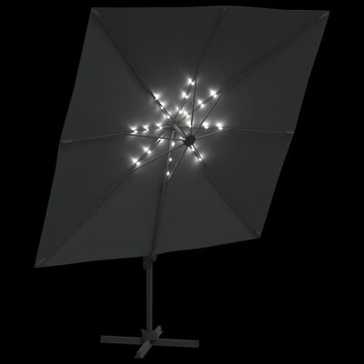 vidaXL Hengeparasoll med LED antrasitt 400x300 cm