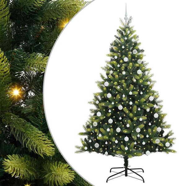 vidaXL Kunstig leddet juletre med 300 LED-lamper grønn 210 cm