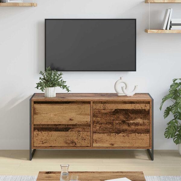 vidaXL TV-skap med skuff Gamle tre 100 x 36 x 49.5 cm Konstruert tre
