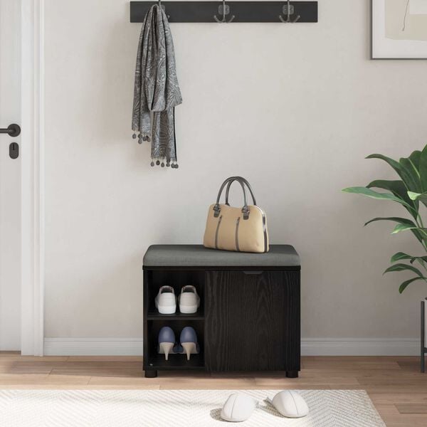 vidaXL Gangbenk Svart Eik 60 x 38 x 46 cm Konstruert treverk og stoff