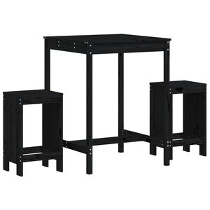 vidaXL Hagebarsett 3 deler svart heltre furu