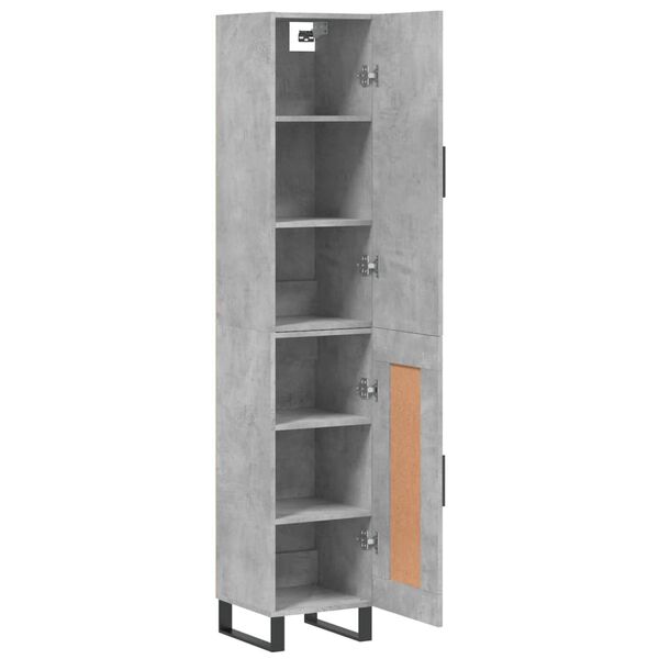 vidaXL Highboard betonggr&aring; 34,5x34x180 cm konstruert tre