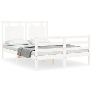 vidaXL Sengeramme med hodegavl hvit small double heltre