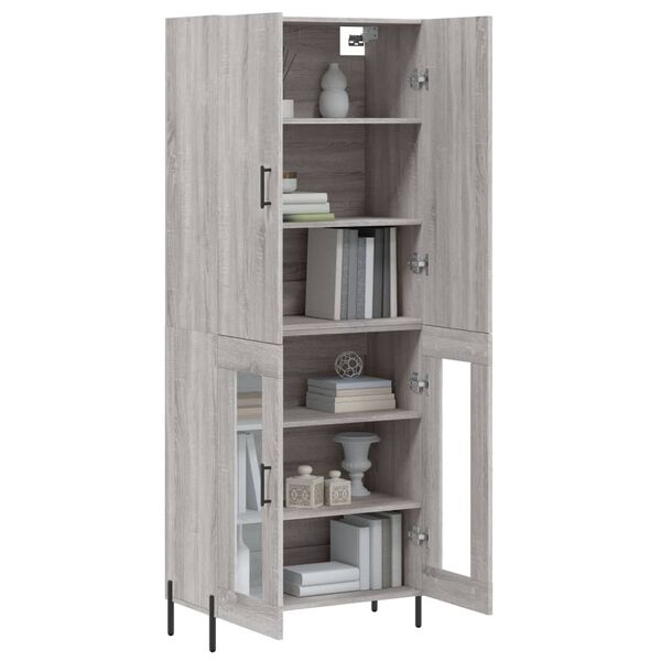vidaXL Highboard gr&aring; sonoma 69,5x34x180 cm konstruert tre