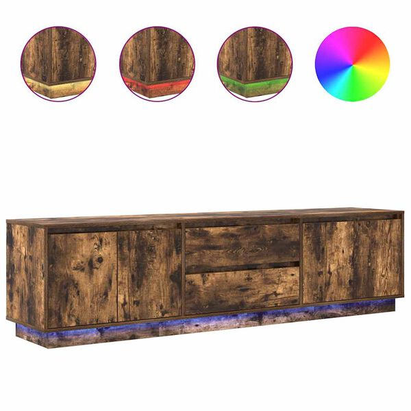 vidaXL TV-benk med LED-lys r&oslash;kt eik 193,5x41x50 cm