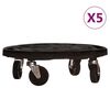 vidaXL Plantetralle med hjul 5 stk diameter 40 cm svart 275 kg