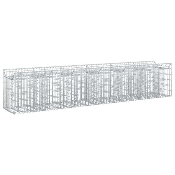 vidaXL Gabion hevet seng 2 pcs s&oslash;lv 300 x 50 x 60 cm Galvanisert St&aring;l