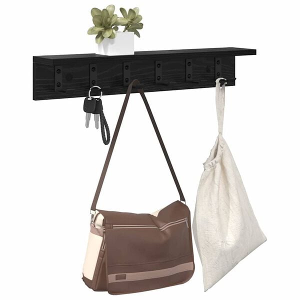 vidaXL Vegghengt kleshenger Veggmontert Svart Eik 60 x 10,5 x 10,5 cm