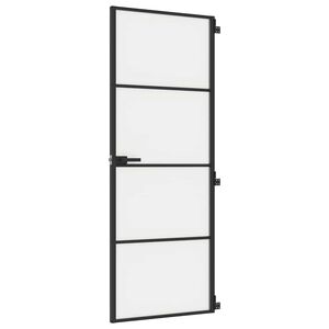 vidaXL Innerd&oslash;r slank svart 76x201,5 cm herdet glass og aluminium