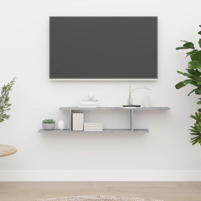 vidaXL Veggmontert TV-hylle betonggrå 125x18x23 cm sponplate