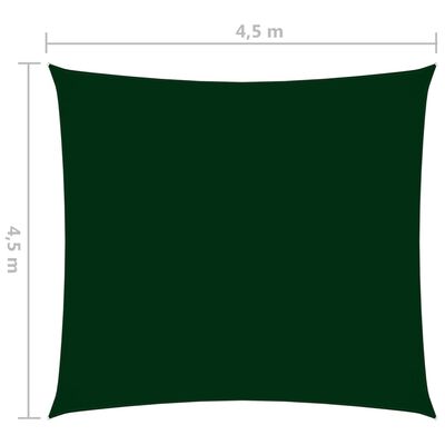 vidaXL Solseil oxfordstoff kvadratisk 4,5x4,5 m mørkegrønn