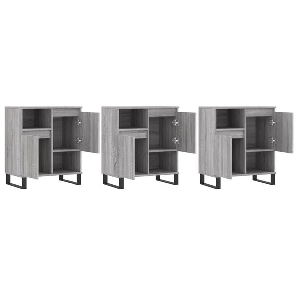 vidaXL Skjenker 3 stk grå sonoma konstruert tre