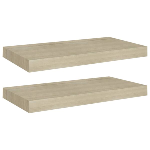 vidaXL Flytende vegghyller 2 stk eik 50x23x3,8 cm MDF