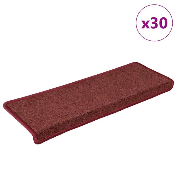 vidaXL Trappematter 30 stk 65x21x4 cm bordeaux rektangul&aelig;r kant