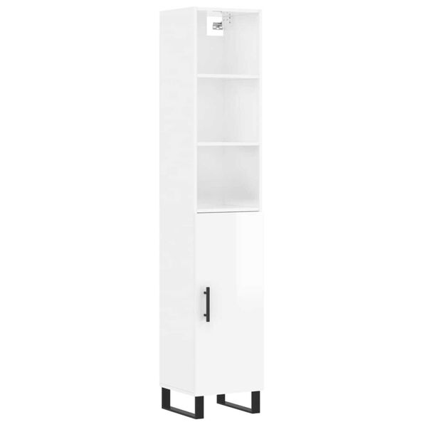 vidaXL Highboard h&oslash;yglans hvit 34,5x34x180 cm konstruert tre