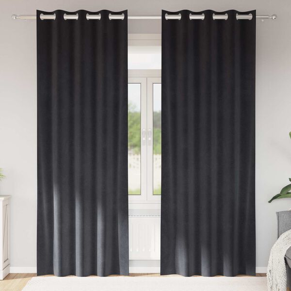 vidaXL Blendingsgardiner 2 pcs M&oslash;rkegr&aring; 140 x 245 cm Fl&oslash;yel