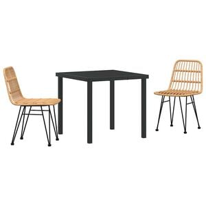 vidaXL Hage Spisegruppe 7 pcs Svart Pulverlakkert st&aring;l