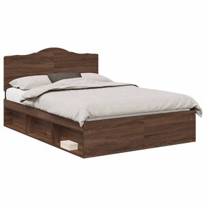 vidaXL Sengestamme med hodegjerde Brun Eik 140 x 200 cm Massiv furu