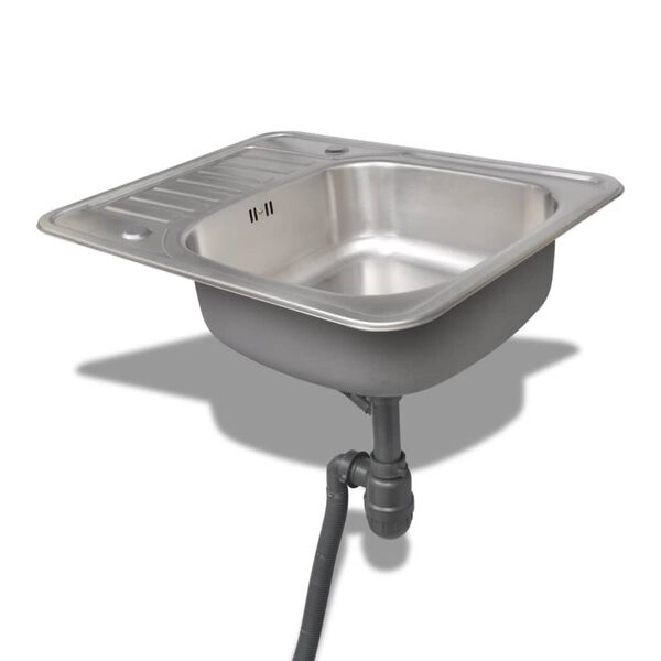 Firkantet Kj&oslash;kkenvask med Sluk - Rustfritt St&aring;l