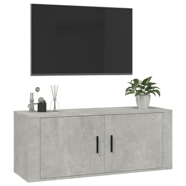 vidaXL Vegghengt TV-benk betonggr&aring; 100x34,5x40 cm
