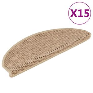 vidaXL Selvklebende trappematter sisal-utseende 15 stk 65x21x4 cm sand