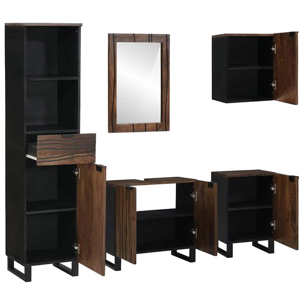 vidaXL Baderomsinnredningssett med skuff 5 pcs Hvit Konstruert tre