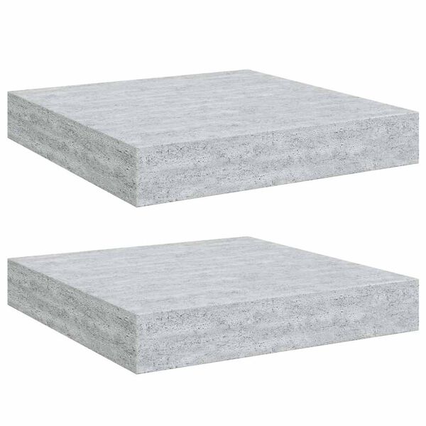 vidaXL Flytende vegghyller 2 stk betonggr&aring; 23x23,5x3,8 cm MDF