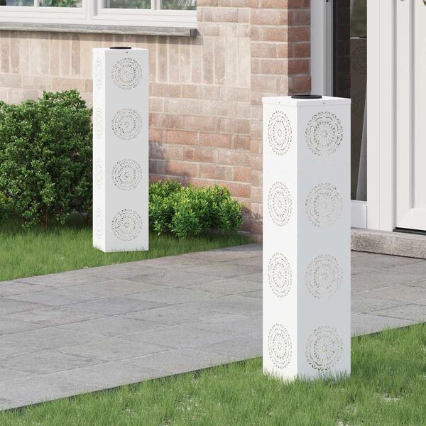 vidaXL Solenergi LED stibelys 2 pcs Hvit Kaldvalset st&aring;l