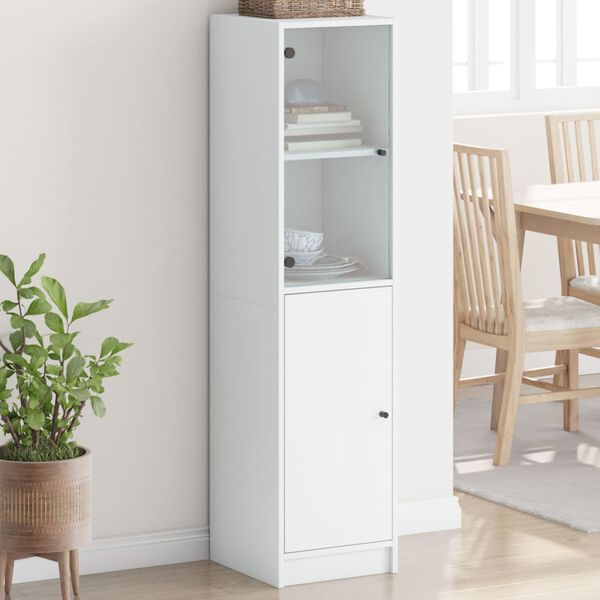 vidaXL Highboard med glassd&oslash;rer hvit 35x37x142 cm