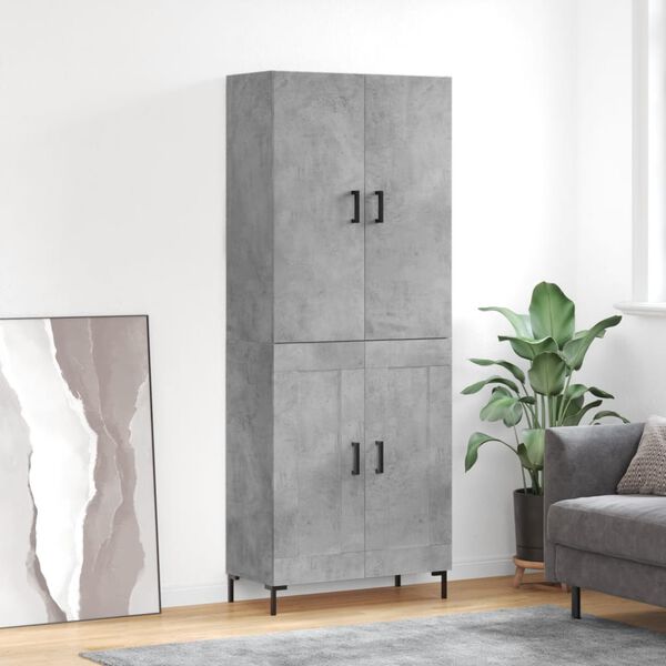 vidaXL Highboard betonggr&aring; 69,5x34x180 cm konstruert tre
